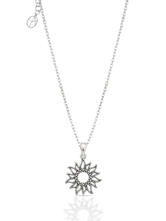 Antik inspirierte Sonnen-Halskette aus 925 Silber – Oya Silver