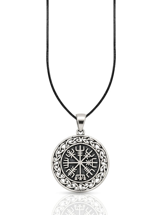 Vegvisir Wikinger-Kompass-Medaillon aus 925 Silber – Oya Silver