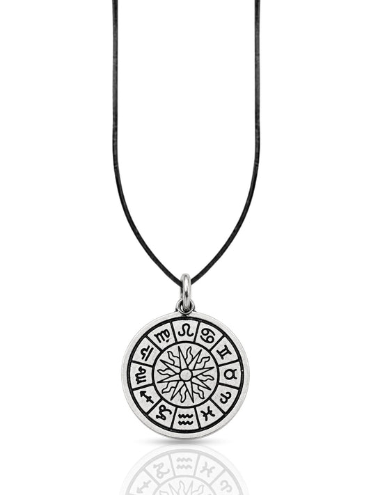 Zodiak-Sonnen-Medaillon mit Sternzeichen aus 925 Silber – Oya Silver