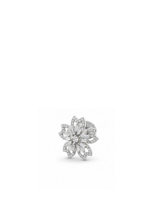 Blütenrosetten-Brosche aus Silber mit bunten Zirkonsteinen 1,8 x 1,8 cm – Oya Silver