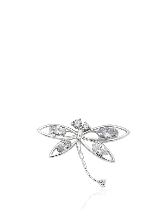 Elegante Libellenbrosche aus Silber mit Zirkonsteinen 3,9 x 2,3 cm – Oya Silver