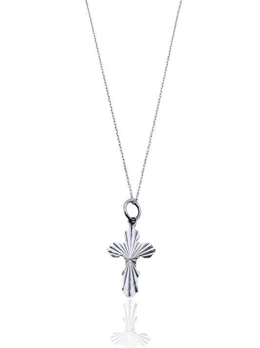 Filigrane lasergeschnittene Kreuz-Halskette aus Silber – Oya Silver