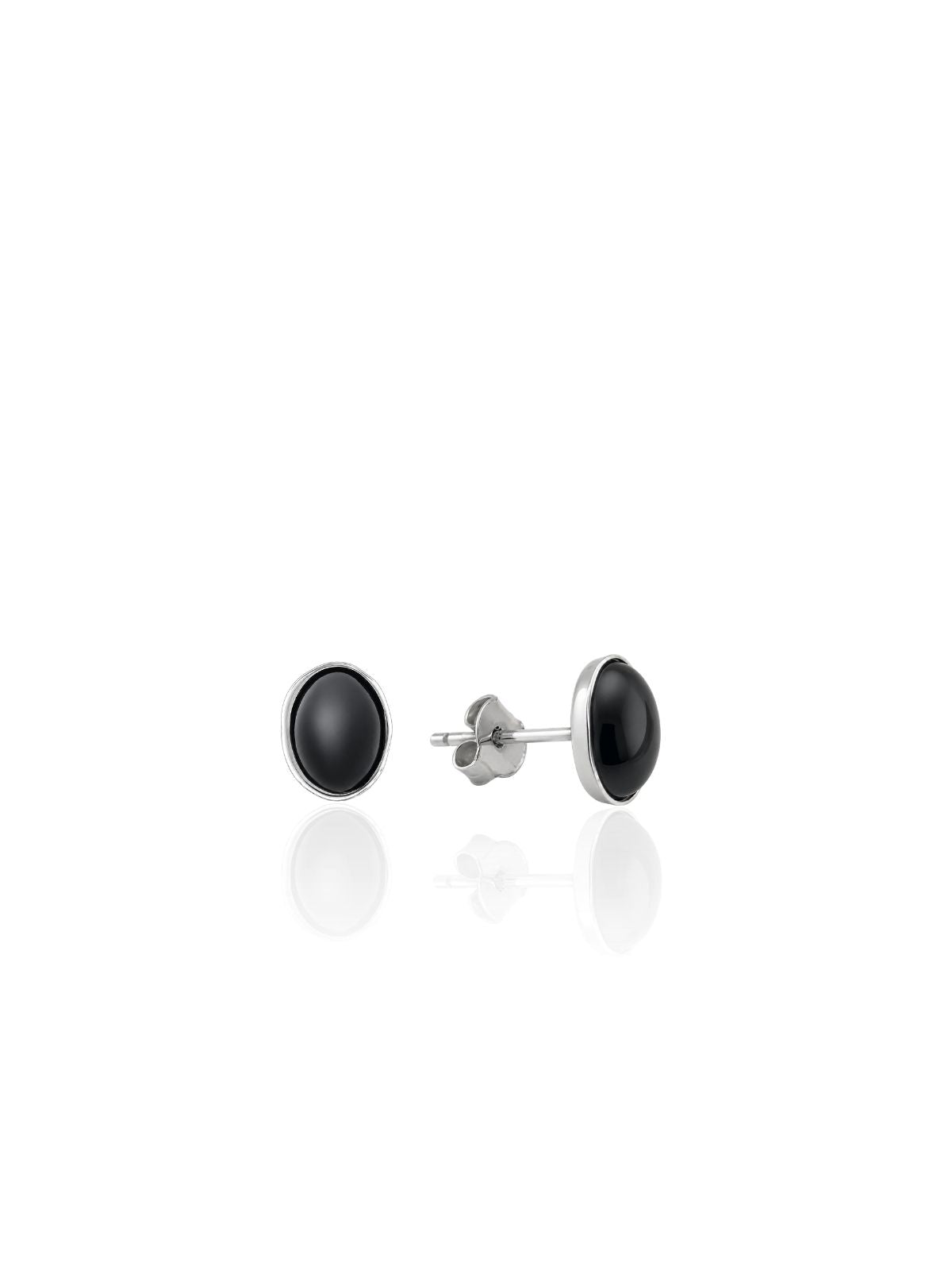 Ovale Silber-Ohrstecker mit Naturstein aus 925er Sterlingsilber – Oya Silver – Ansicht 2
