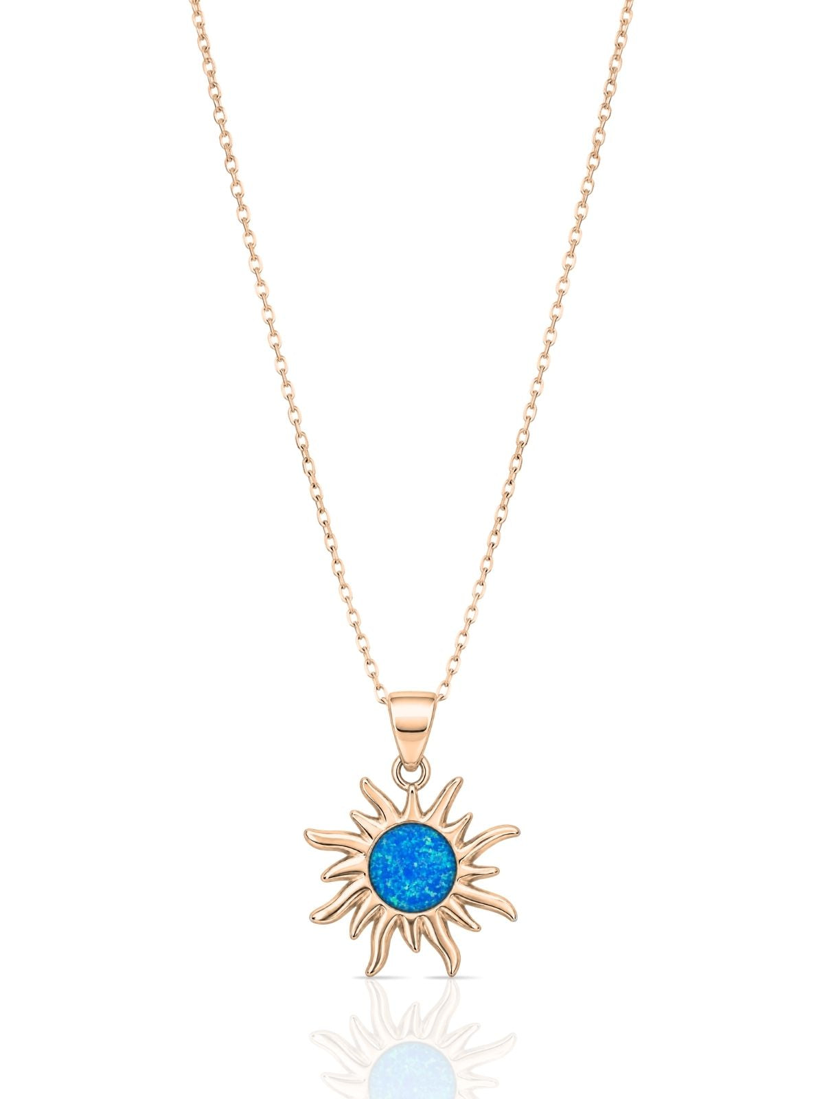 Sonnen-Halskette aus 925 Silber mit blauem Opal – Oya Silver – Ansicht 3