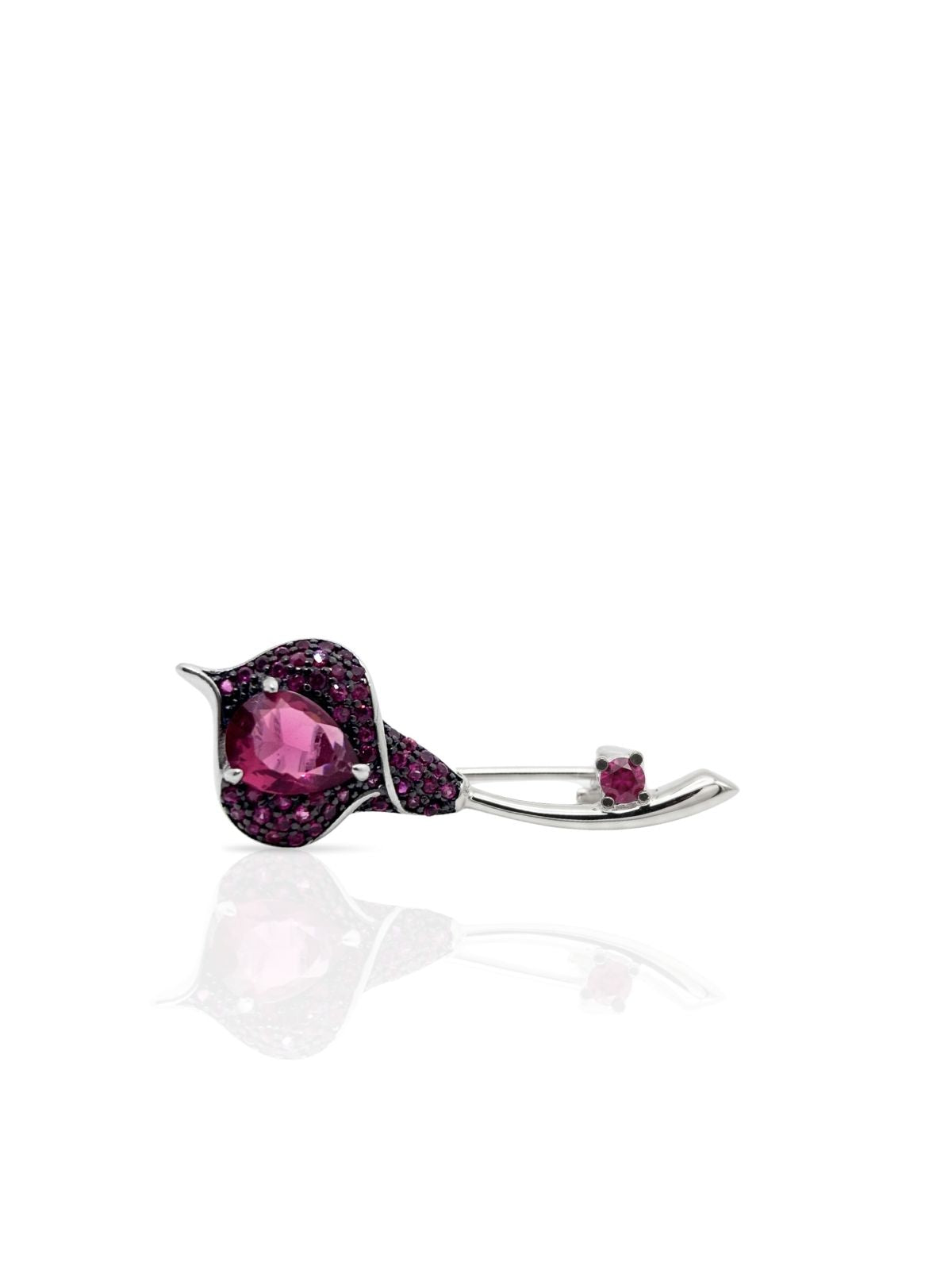 Tulpen-Brosche aus Silber mit farbigen Zirkonia aus 925er Sterlingsilber – Oya Silver – Ansicht 2