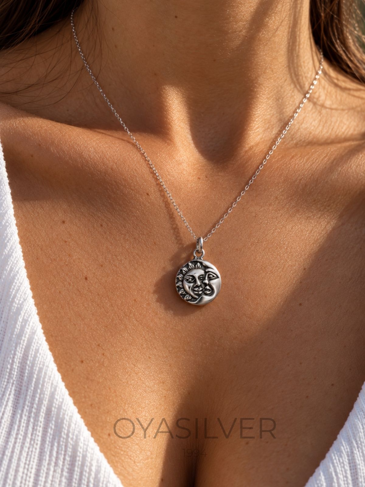 Sonne-und-Mond-Halskette aus 925 Silber – Oya Silver – Ansicht 4