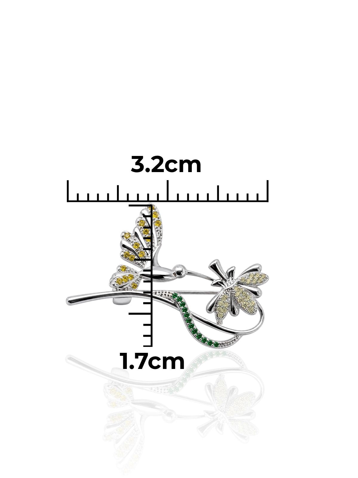 Kolibri- und Blumen-Brosche aus Silber mit farbigen Zirkonia aus 925er Sterlingsilber – Oya Silver – Ansicht 2