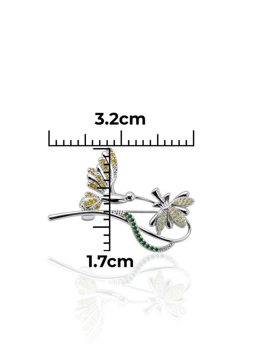 Kolibri- und Blumen-Brosche aus Silber mit farbigen Zirkonia aus 925er Sterlingsilber – Oya Silver – Ansicht 2