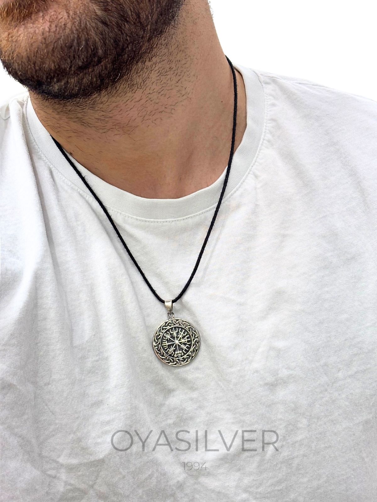 Vegvisir Wikinger-Kompass-Medaillon aus 925 Silber – Oya Silver – Ansicht 3