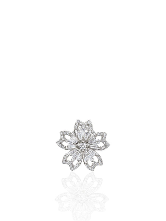 Blütenrosetten-Brosche aus Silber mit bunten Zirkonsteinen 1,8 x 1,8 cm – Oya Silver – Ansicht 2