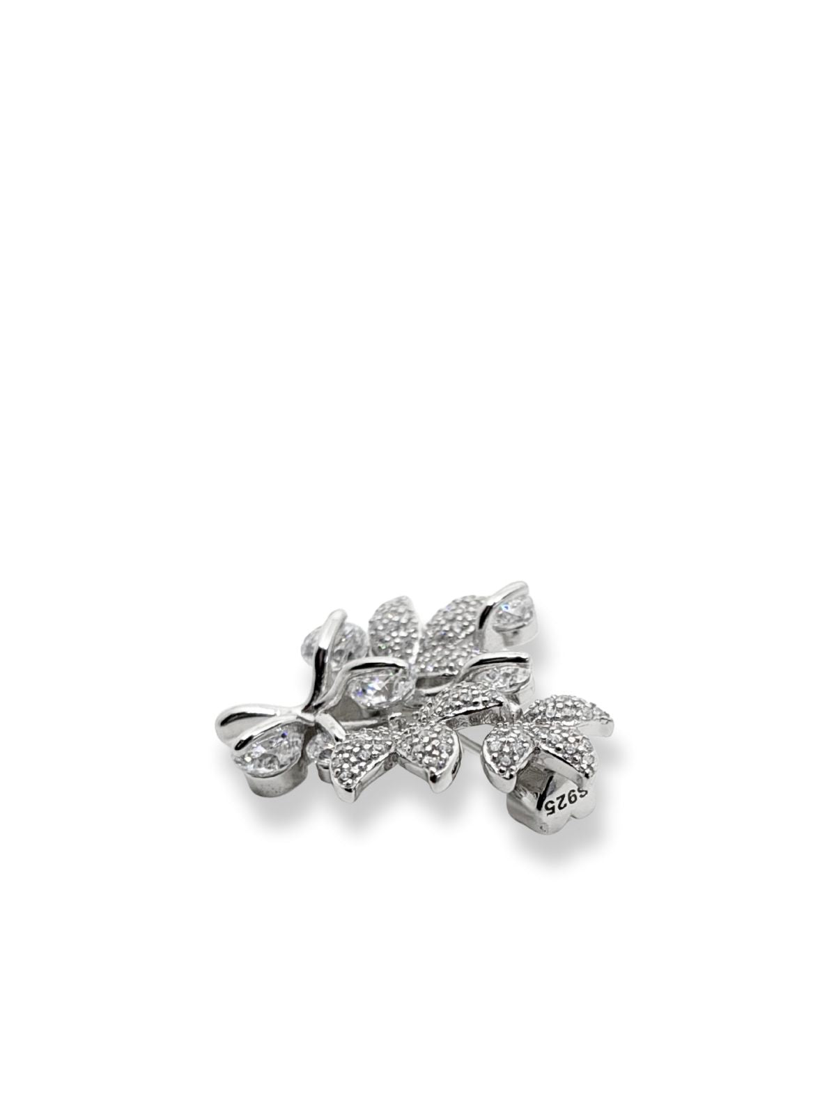 Mehrzweigige Blattbrosche aus Silber mit Steinen 2,8 x 2,2 cm – Oya Silver – Ansicht 3
