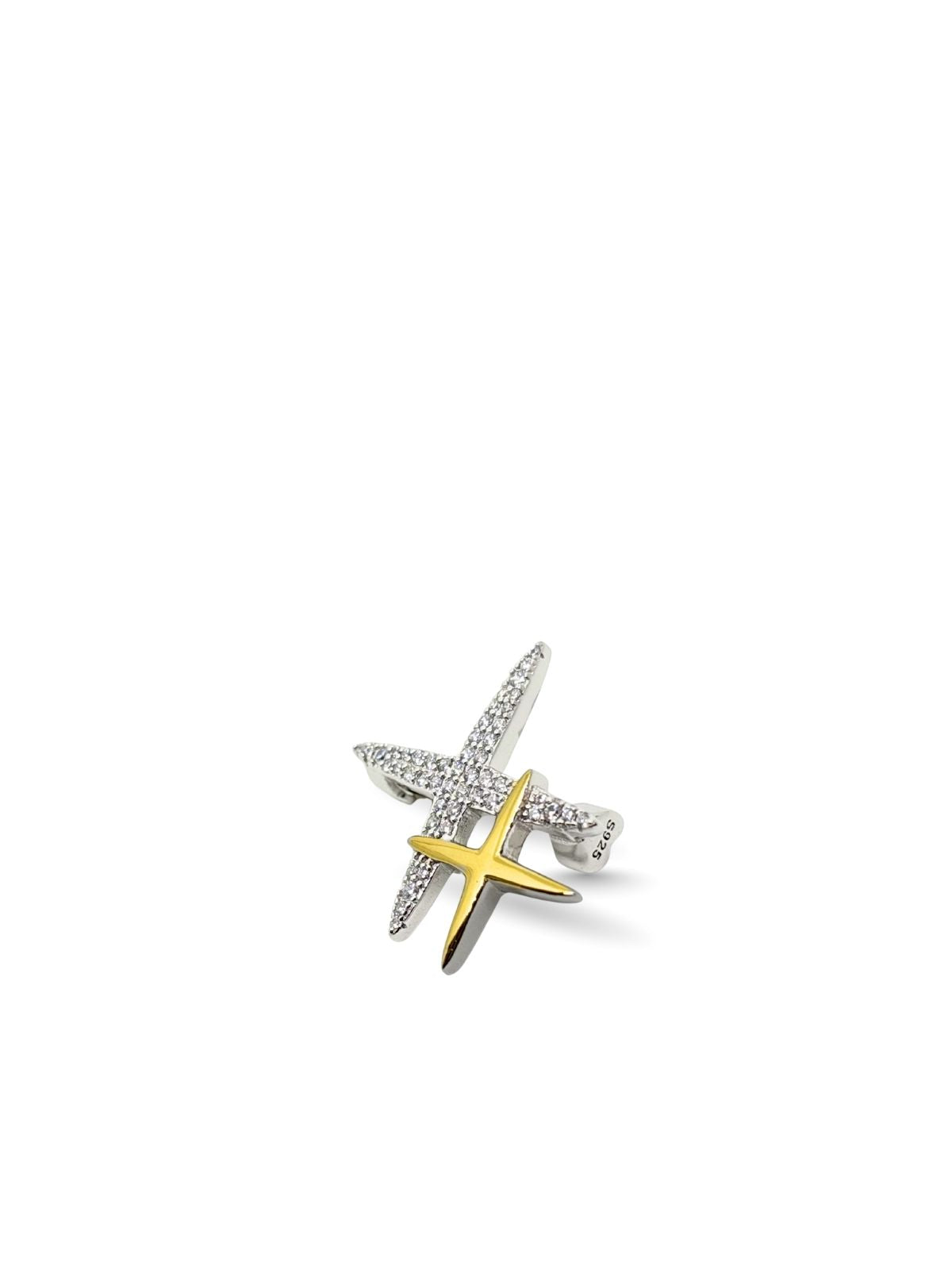 Doppel-Polarstern-Brosche aus Silber mit Zirkonsteinen 2,5 x 2,4 cm – Oya Silver – Ansicht 2