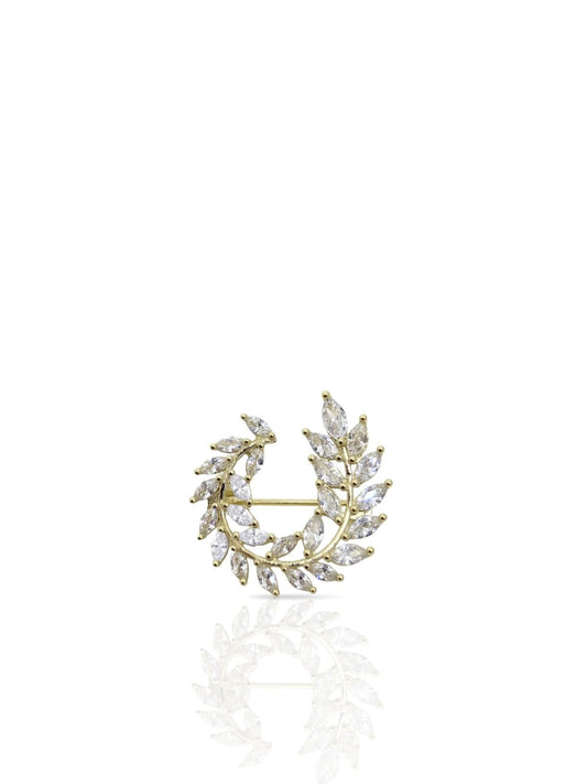 Lorbeerzweig-Brosche aus Silber mit Marquise-Zirkonia aus 925er Sterlingsilber – Oya Silver – Ansicht 2