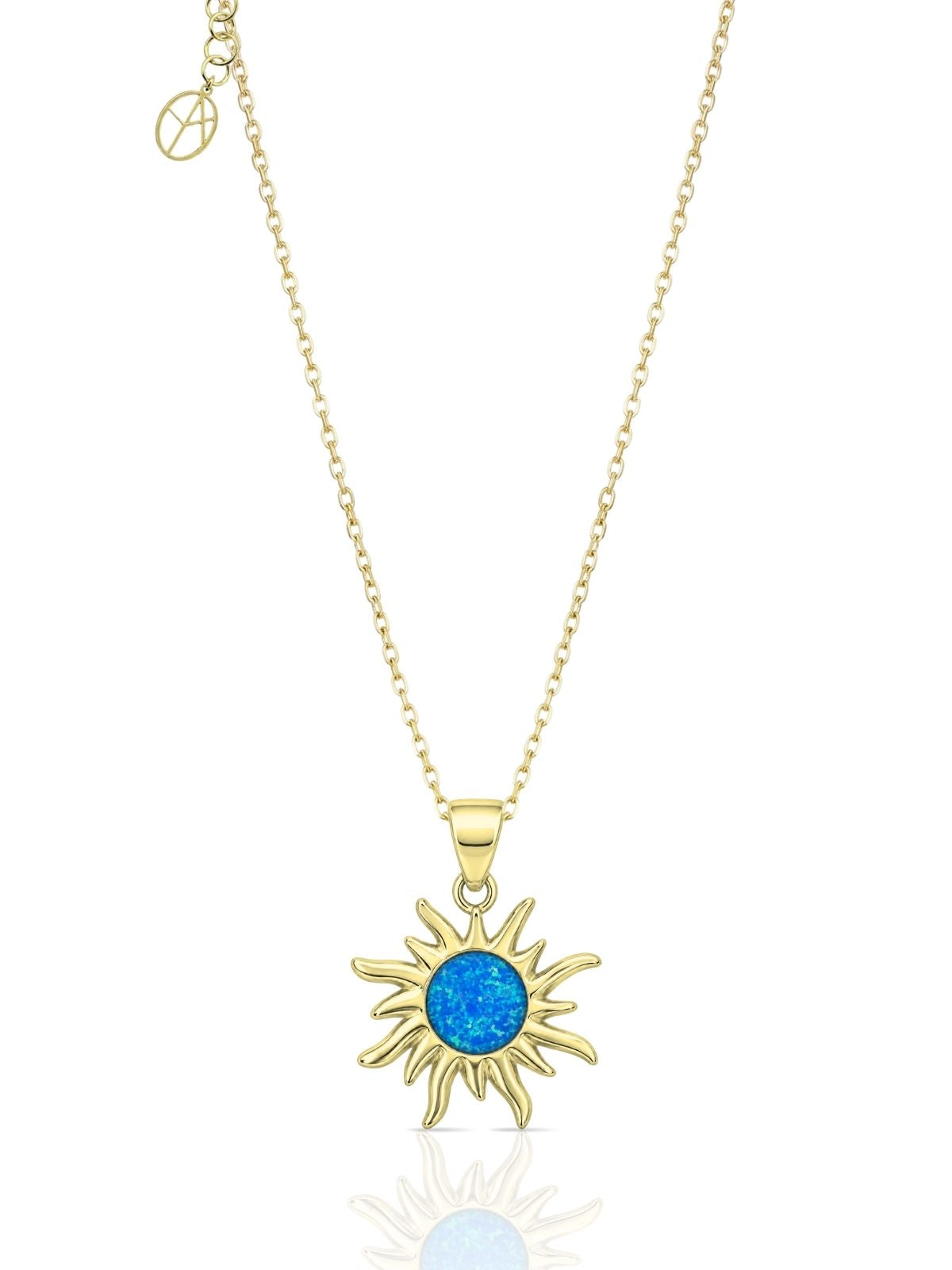 Sonnen-Halskette aus 925 Silber mit blauem Opal – Oya Silver – Ansicht 2