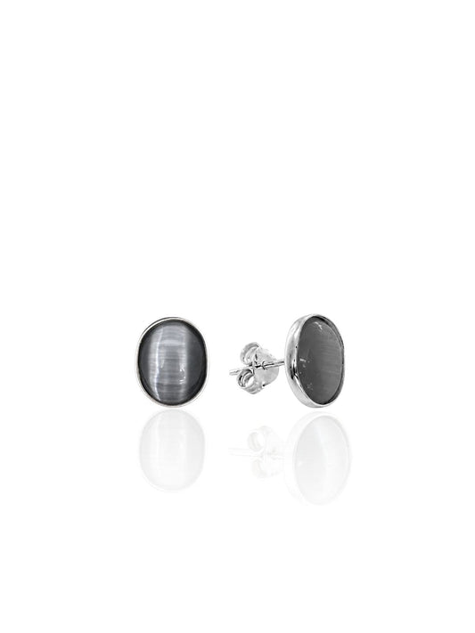 Ovale Silber-Ohrstecker mit Perlmutt aus 925er Sterlingsilber – Oya Silver