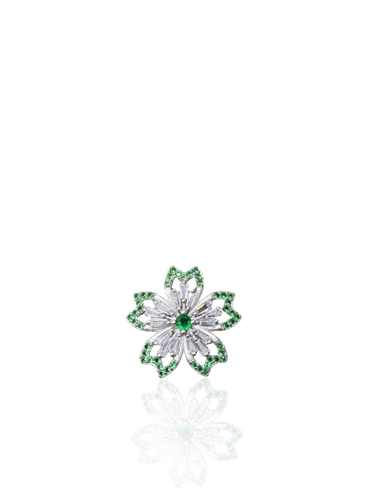 Blütenrosetten-Brosche aus Silber mit bunten Zirkonsteinen 1,8 x 1,8 cm – Oya Silver – Ansicht 7