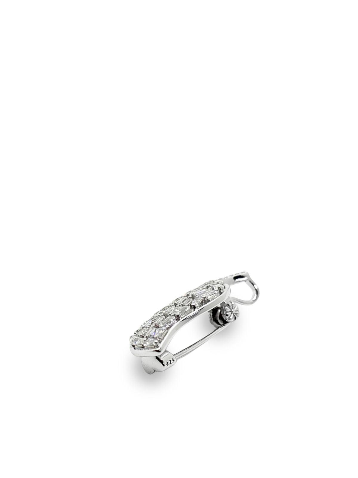 Blattbrosche aus Silber mit Zirkon- und Baguette-Steinen 2,9 x 1,4 cm – Oya Silver – Ansicht 4