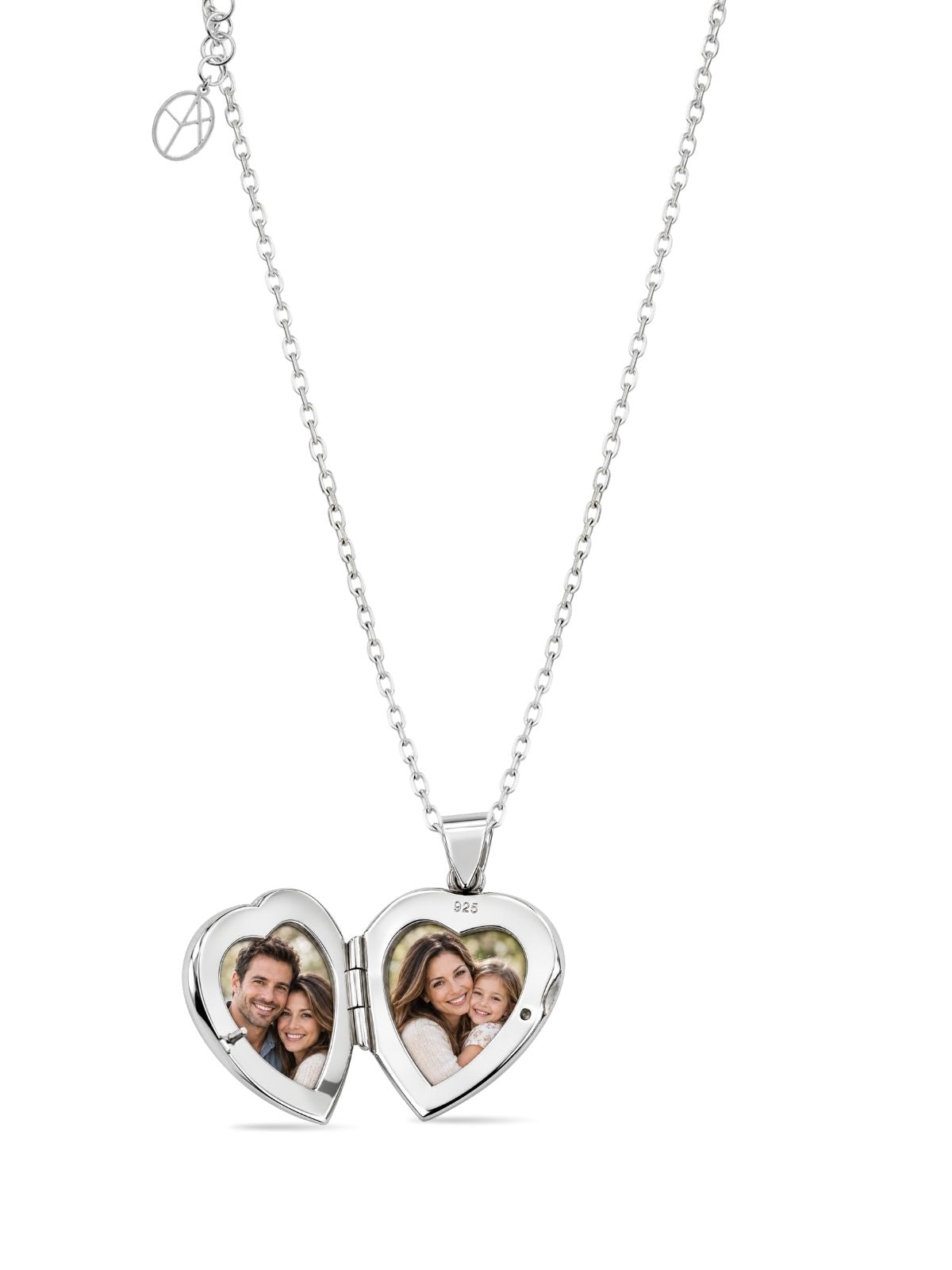 Verzierte Herz-Medaillon-Halskette aus 925 Silber – Oya Silver – Ansicht 5