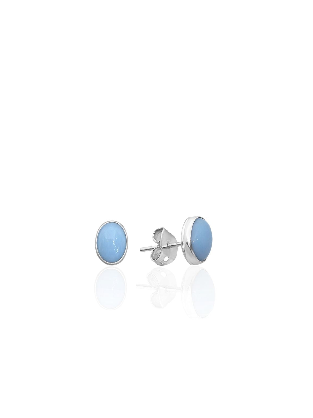 Ovale Silber-Ohrstecker mit Naturstein aus 925er Sterlingsilber – Oya Silver