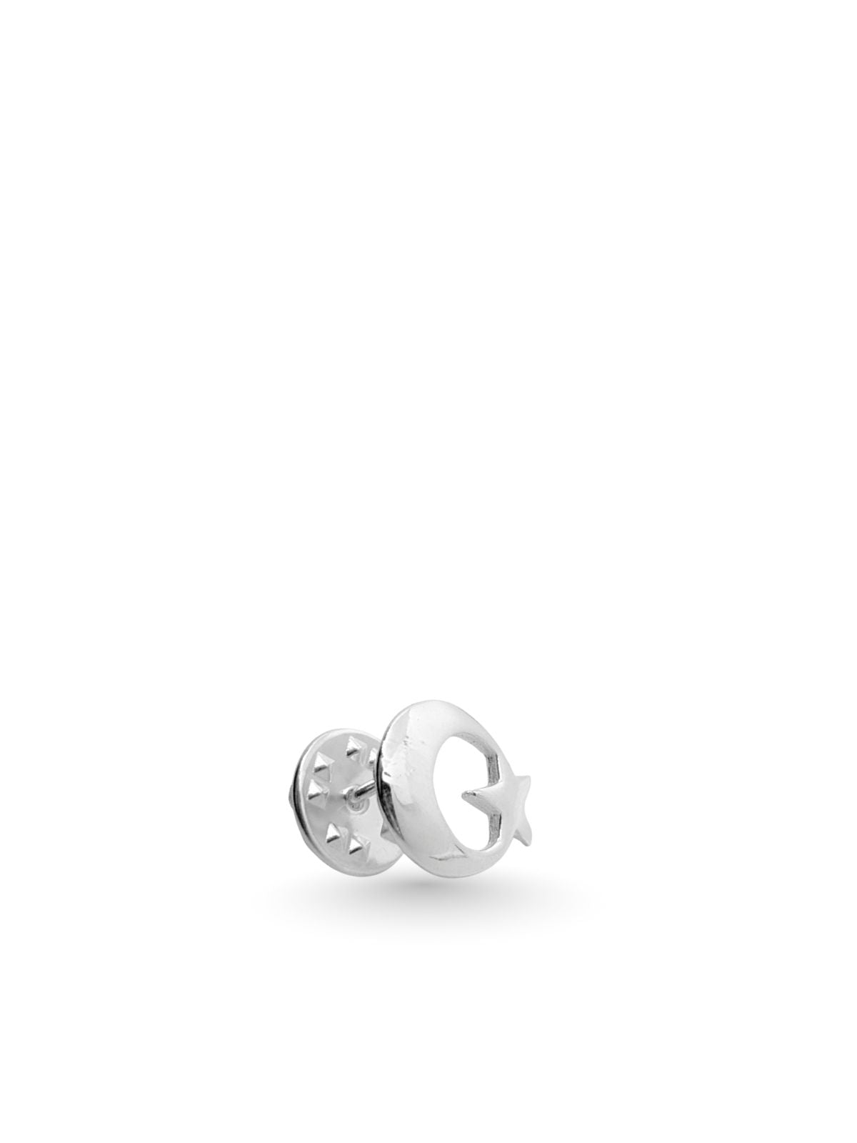 Halbmond-und-Stern-Ansteckbrosche aus Silber 1,8 x 1,4 cm – Oya Silver
