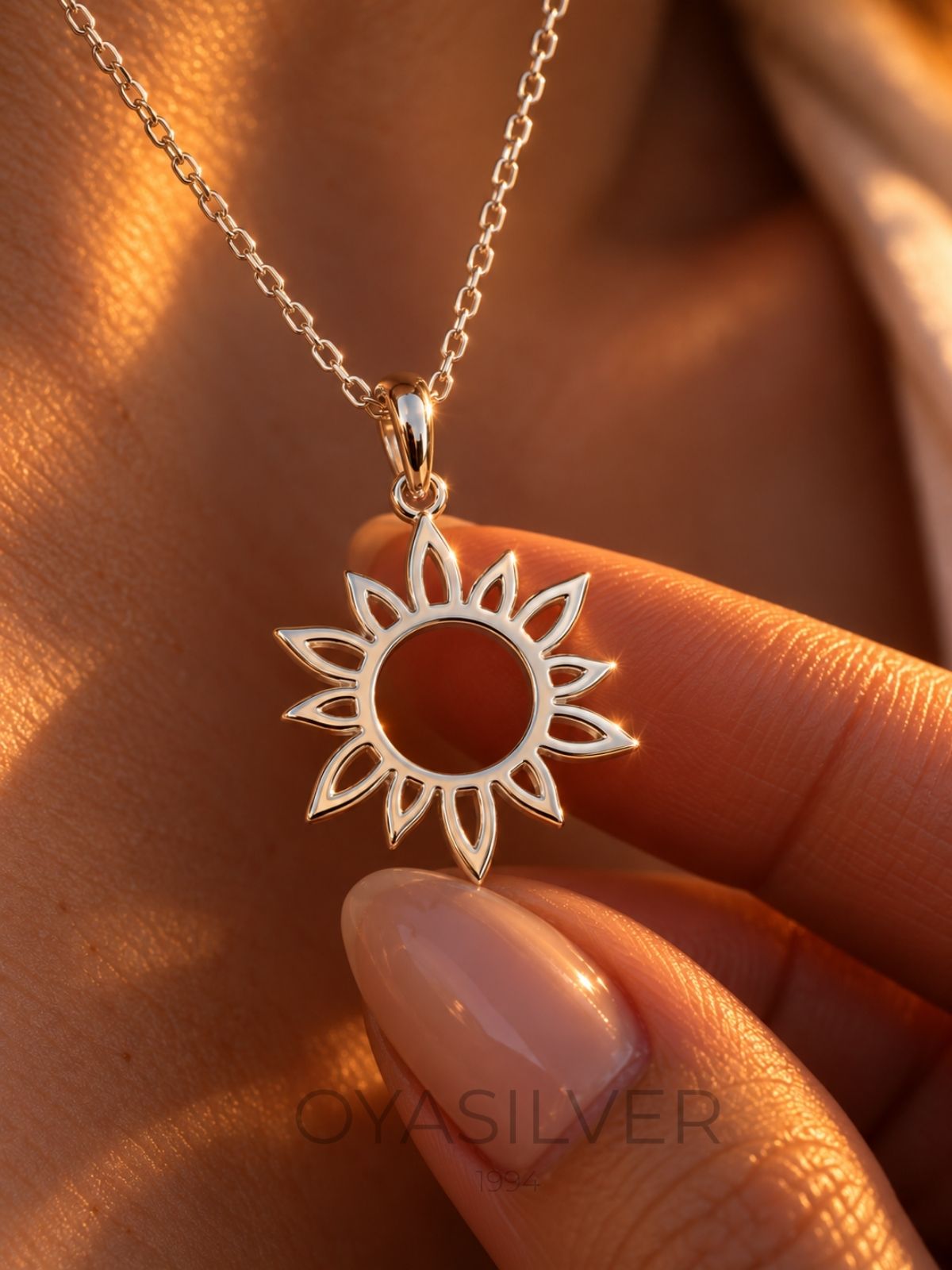 Sonnenblumen-Halskette aus 925 Silber – Oya Silver – Ansicht 5