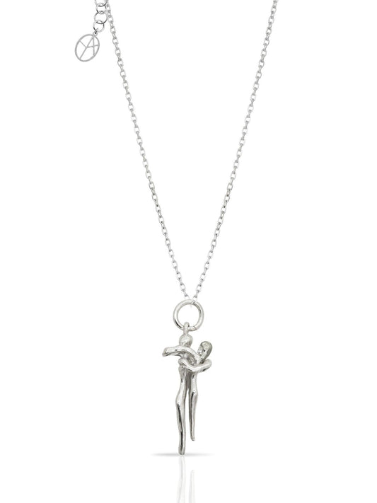 Bewegliche Paar-Halskette aus Silber mit Umarmungsdesign aus 925er Sterlingsilber – Oya Silver