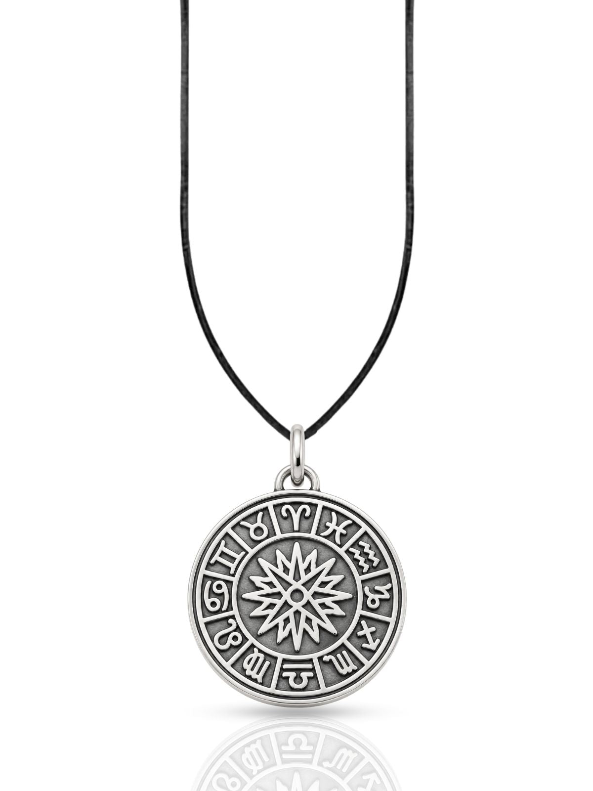 Große Zodiak-Sonnen-Halskette aus 925 Silber – Oya Silver