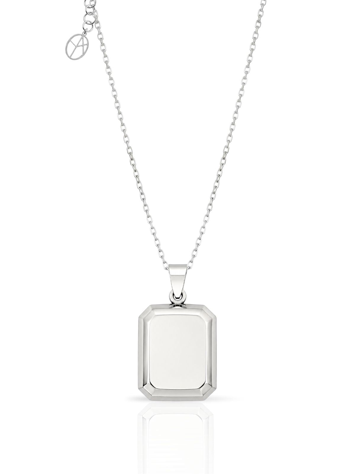 Rechteckige Foto-Medaillon-Halskette aus Silber aus 925er Sterlingsilber – Oya Silver