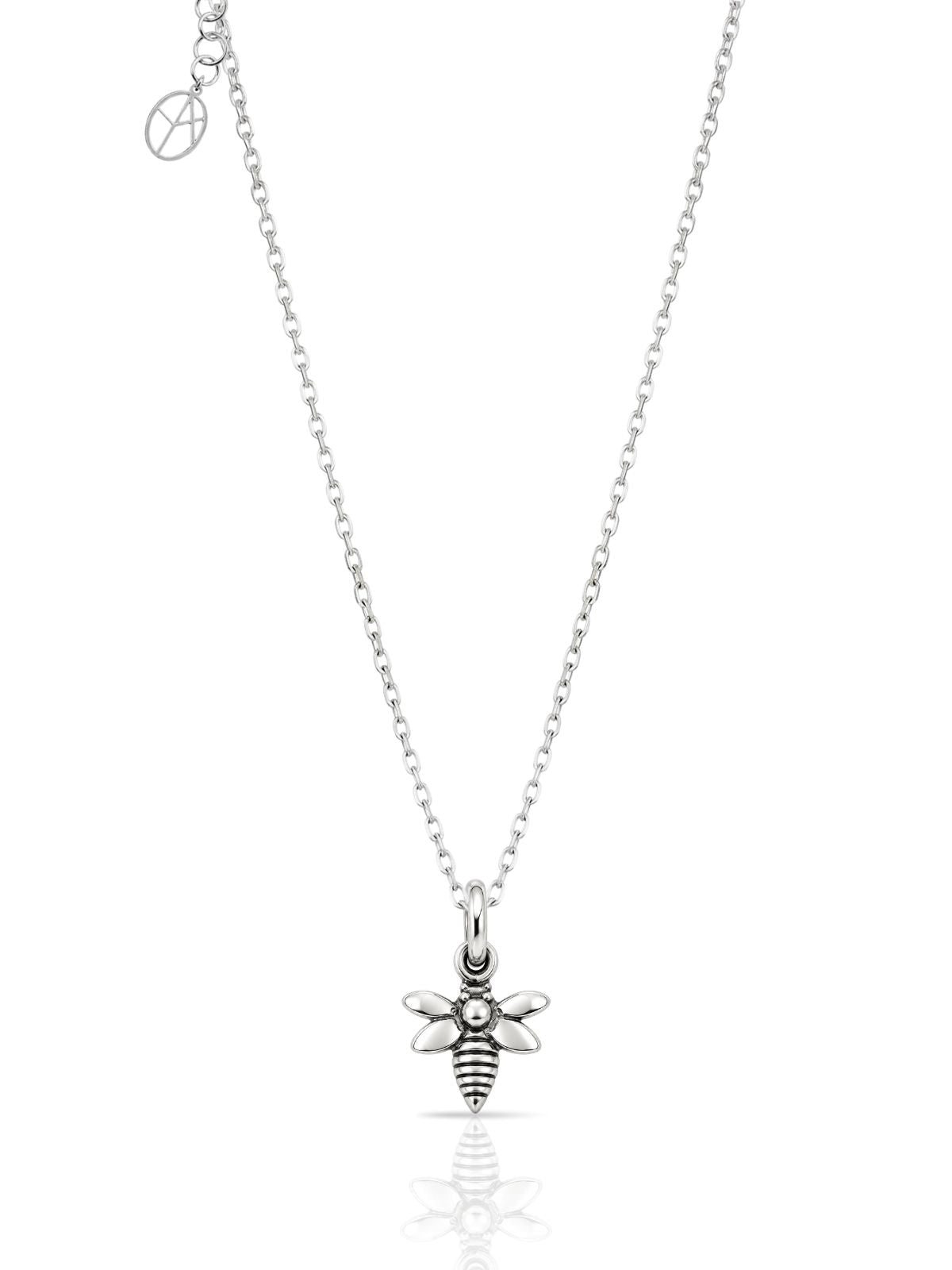 Kleine Bienen-Halskette aus oxidiertem 925 Silber – Oya Silver