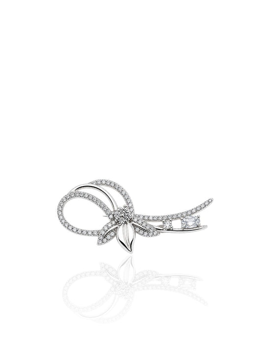 Flora-Brosche aus Silber mit Zirkonia aus 925er Sterlingsilber – Oya Silver