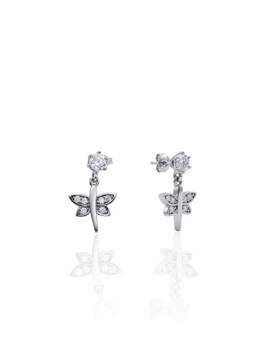 Hängende Silber-Libellenohrringe mit Zirkonia aus 925er Sterlingsilber – Oya Silver