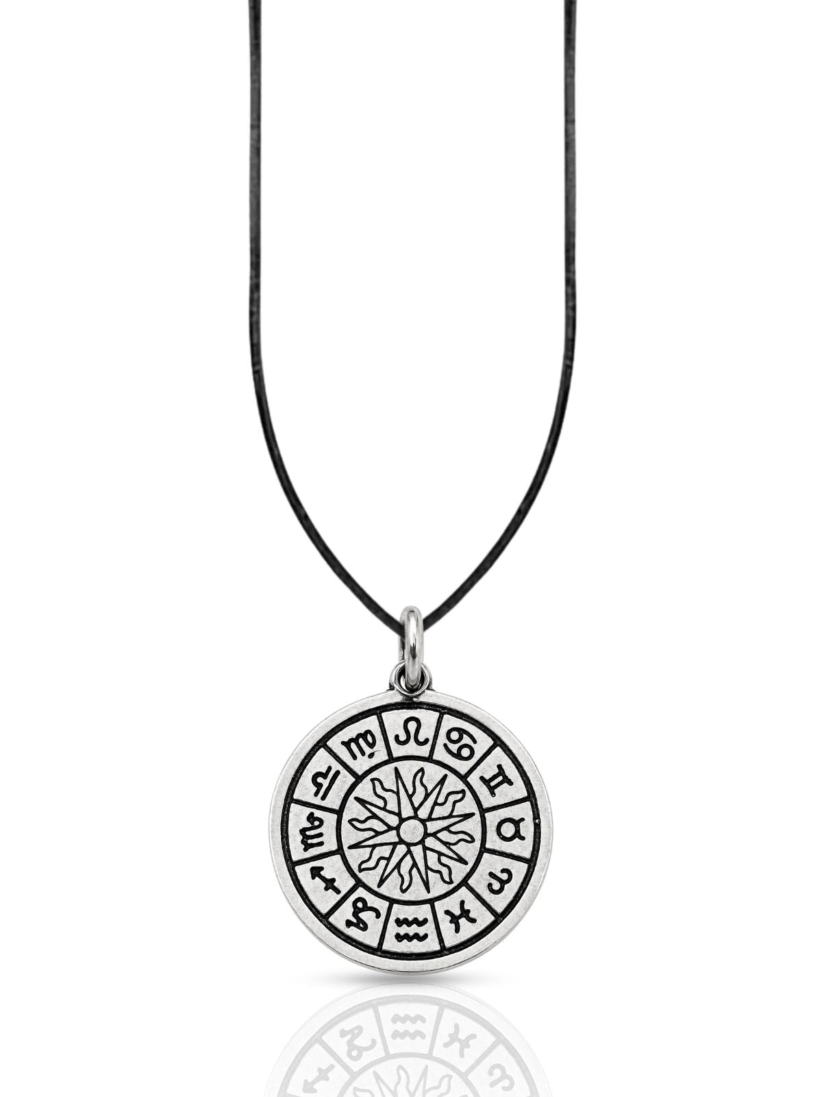 Zodiak-Sonnen-Medaillon mit Sternzeichen aus 925 Silber – Oya Silver