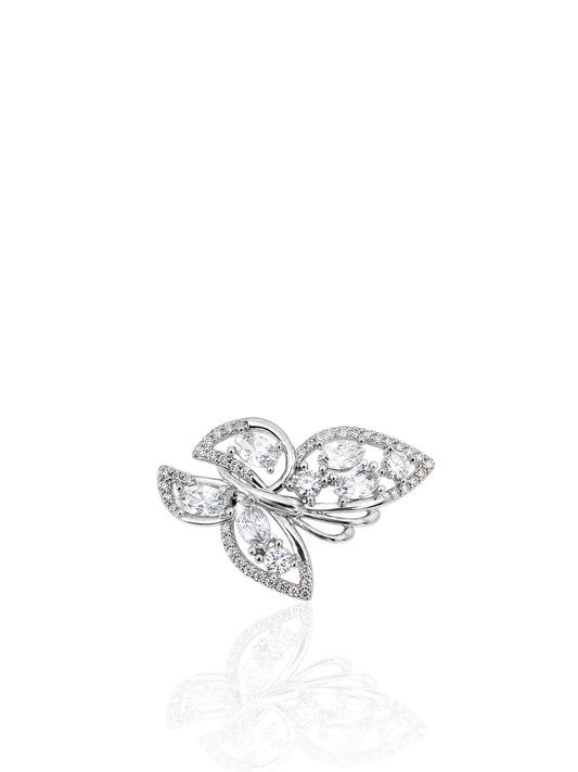 Minimalistische Schmetterlings-Brosche aus Silber mit Zirkonia aus 925er Sterlingsilber – Oya Silver