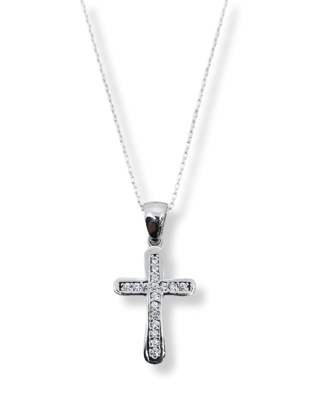 Polierte geometrische Kreuz-Halskette aus Silber – Oya Silver