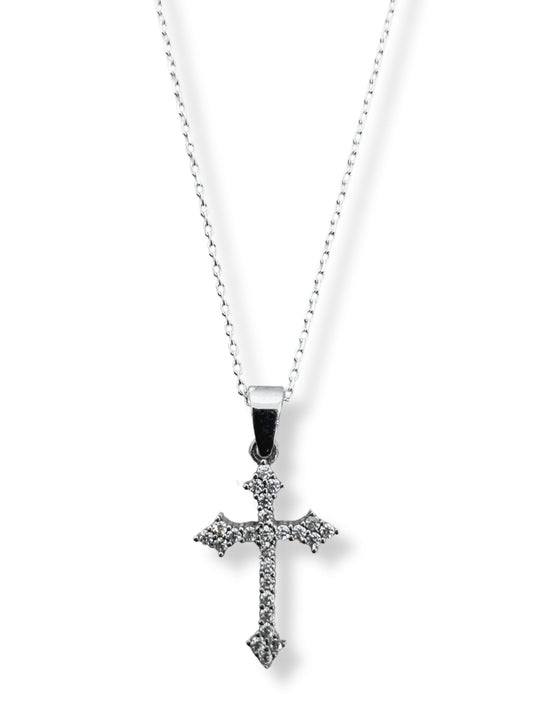 Spitz zulaufende Kreuz-Halskette aus Silber – Oya Silver