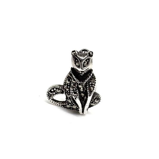 Katzenbrosche aus Silber mit Markasit – Broschennadel – Oya Silver
