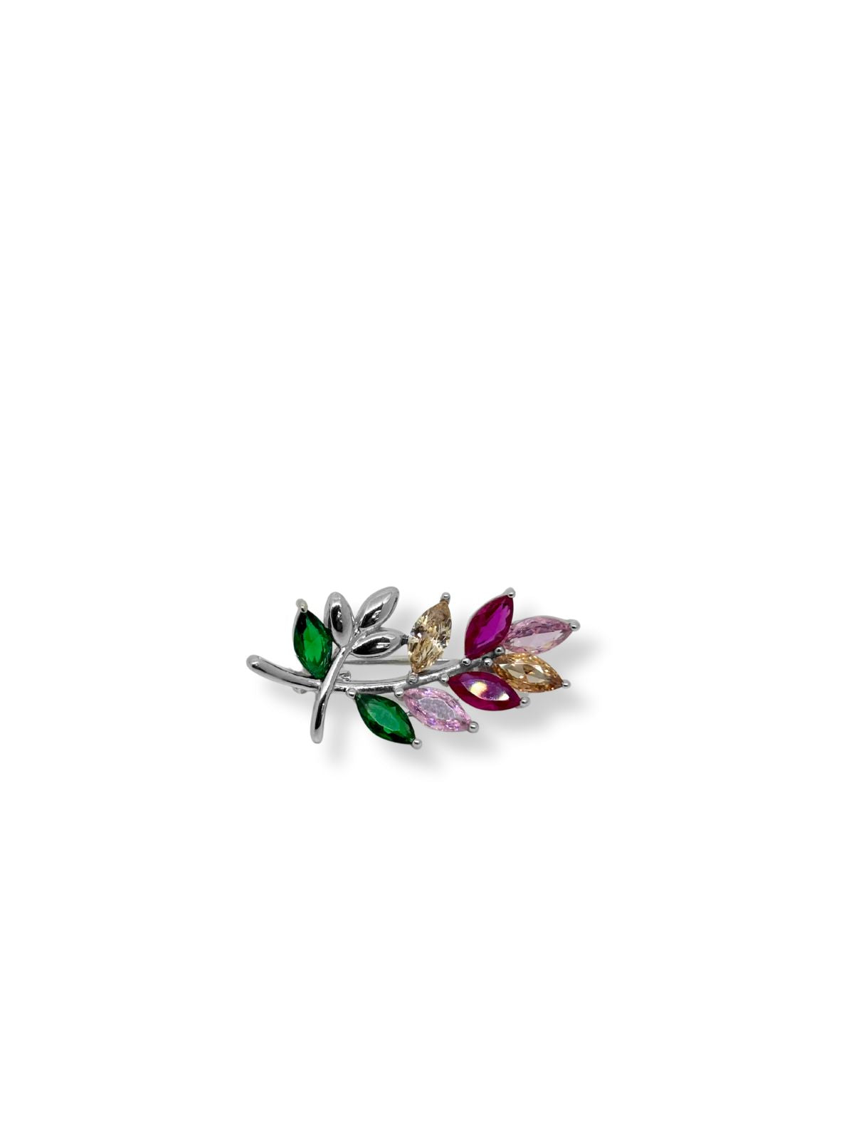 Silberbrosche mit farbigen Steinen 1 x 2,5 cm – Oya Silver