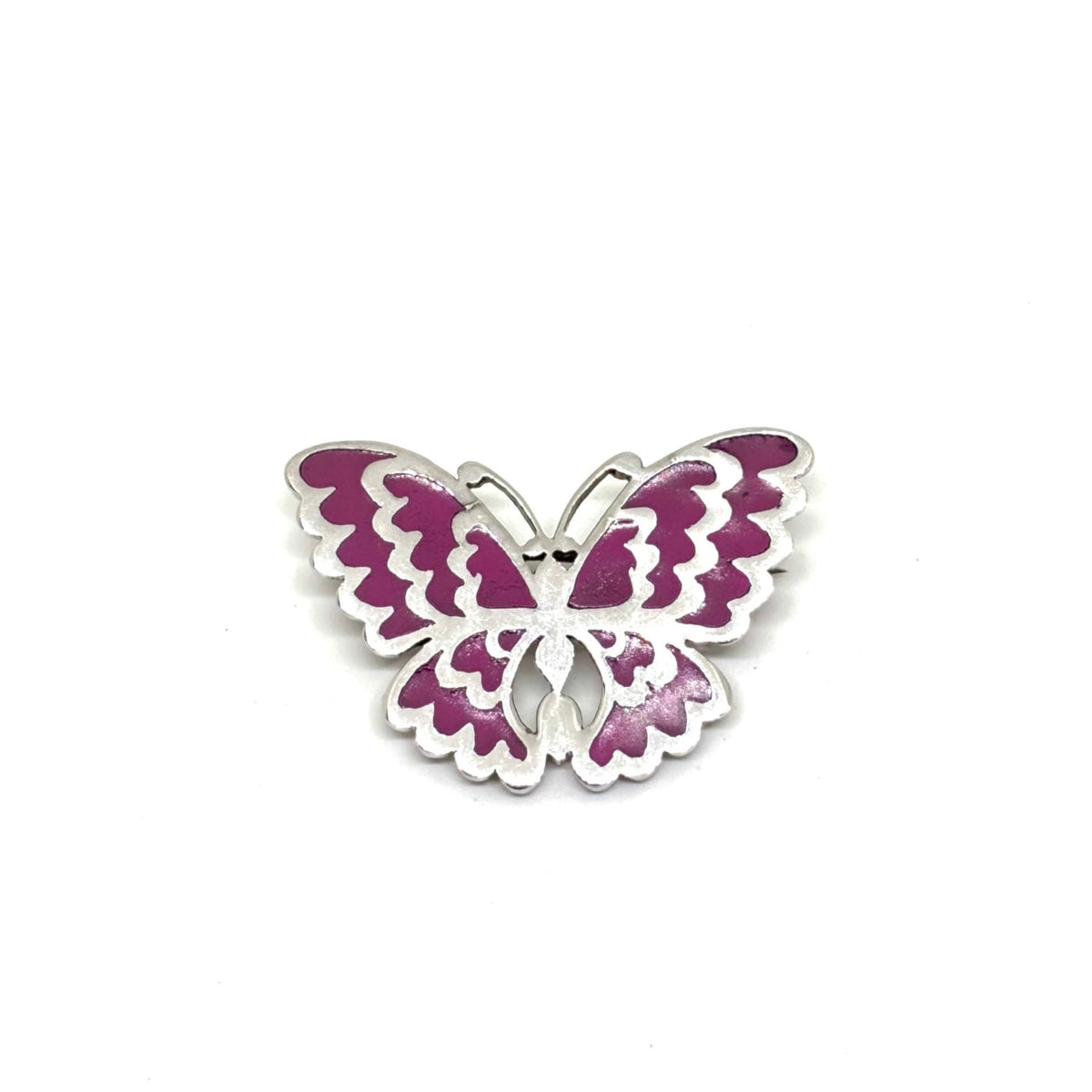 Rosa emaillierte Schmetterlingsbrosche aus Silber 3,6 x 2,3 cm – Oya Silver