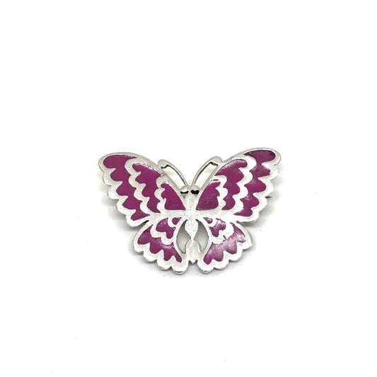 Rosa emaillierte Schmetterlingsbrosche aus Silber 3,6 x 2,3 cm – Oya Silver
