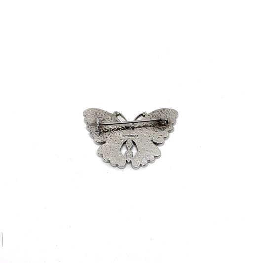 Schwarze emaillierte Schmetterlingsbrosche aus Silber – Oya Silver – Ansicht 2