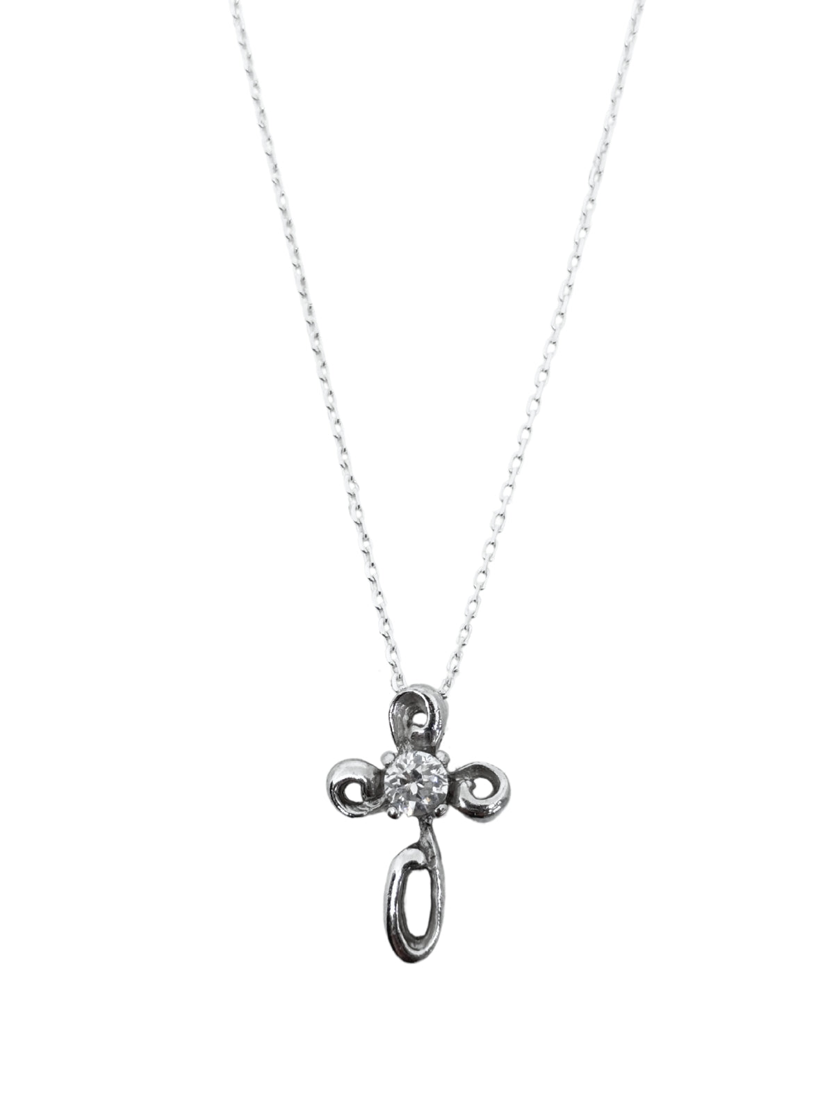 Minimalistische Kreuz-Halskette aus Silber mit Solitärstein – Oya Silver
